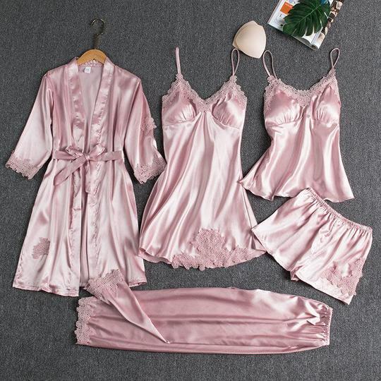 Blushy Silk 5-teiliges Pyjama-Set