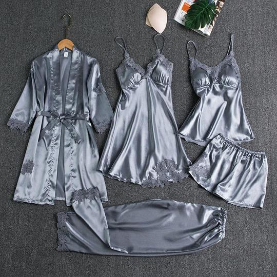Пижамный комплект из пяти предметов из шелка Blushy Silk