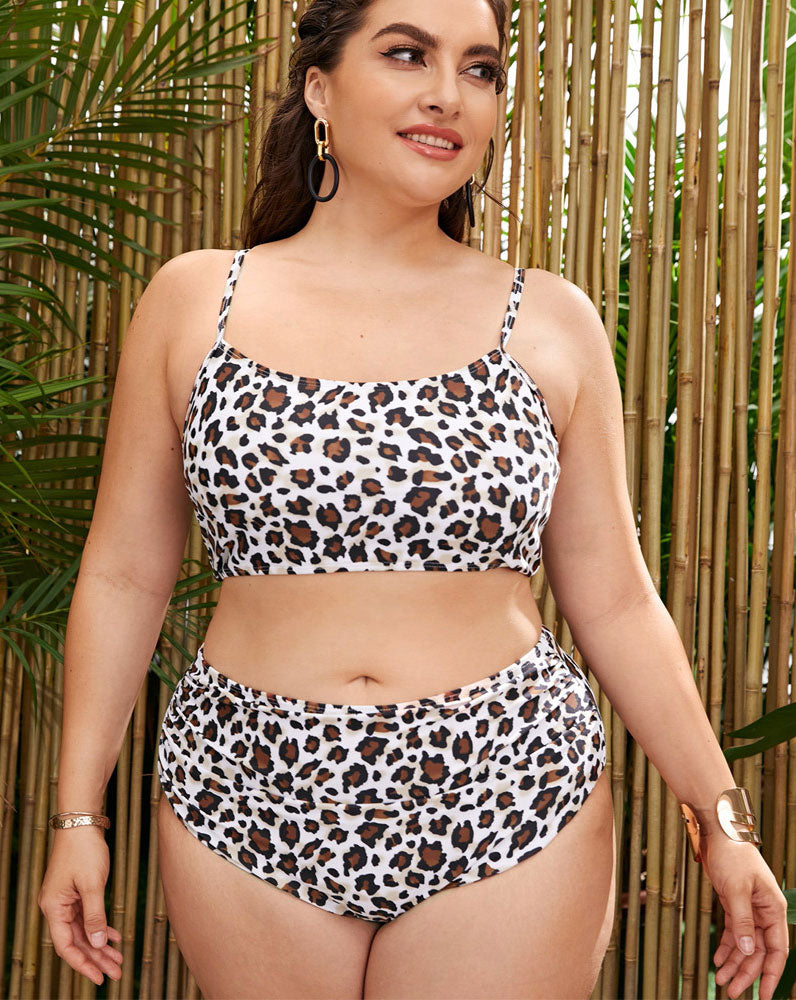 Womens New Leopard Print Swimsuit High Waist Bikini