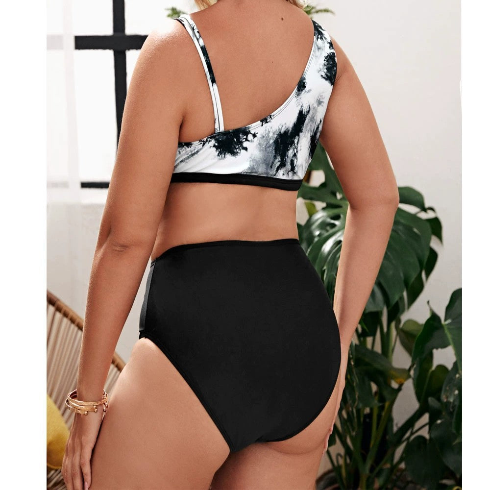 black High Waist Two-Piece Swimsuit Plus Size Swimwear back details