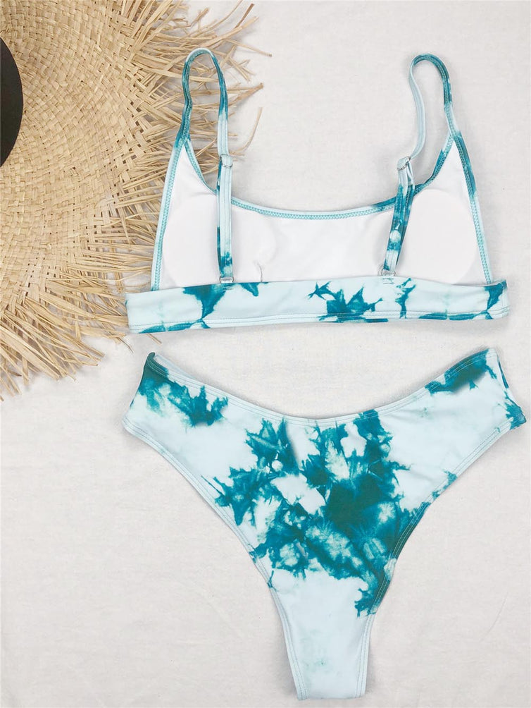 Upopby Sport Bikini-Set mit U-Ausschnitt, hoch geschnittener Badeanzug