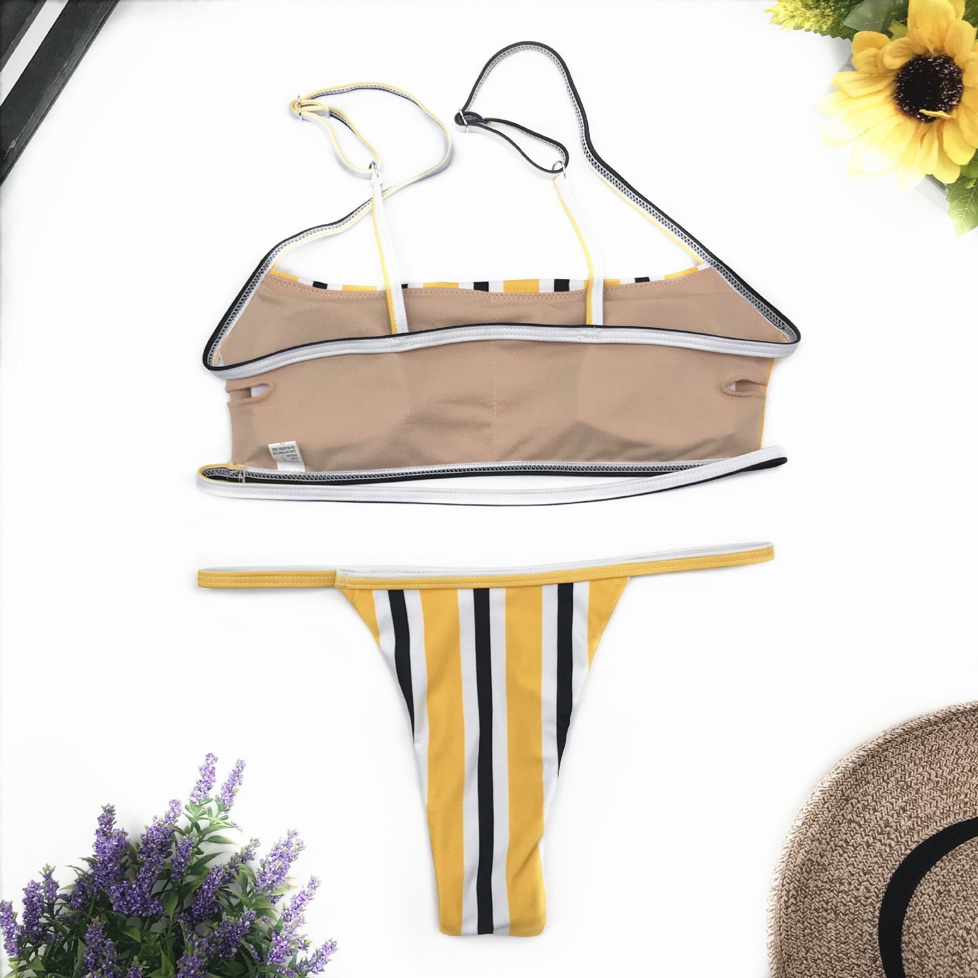 Upopby Bandeau Swimsuit Micro Thong Bikini Set Бразильский купальный костюм