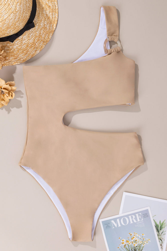 Upopby One Shoulder Side Cut Out One Piece Swimsuit overview