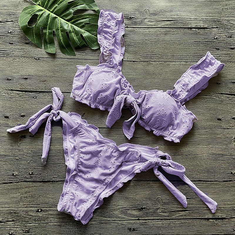purple color swimsuit