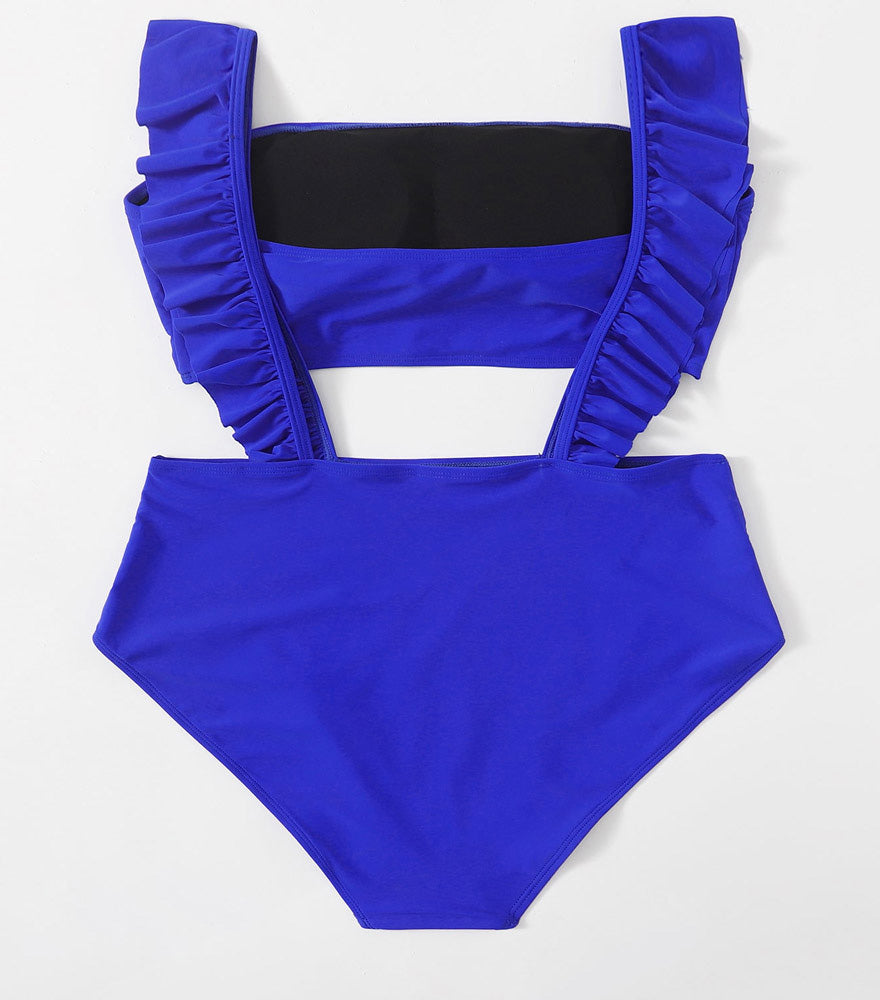 Blue swimsuit back details