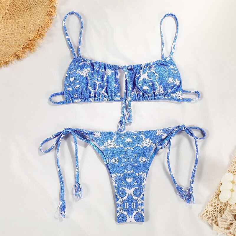 blue bikini set details